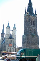  The cathedral in Halle and the Red Tower.  The Red Tower was built as a freestanding belfrey in 1418.  Apparently Halle was a major trade route hub for a very long time.